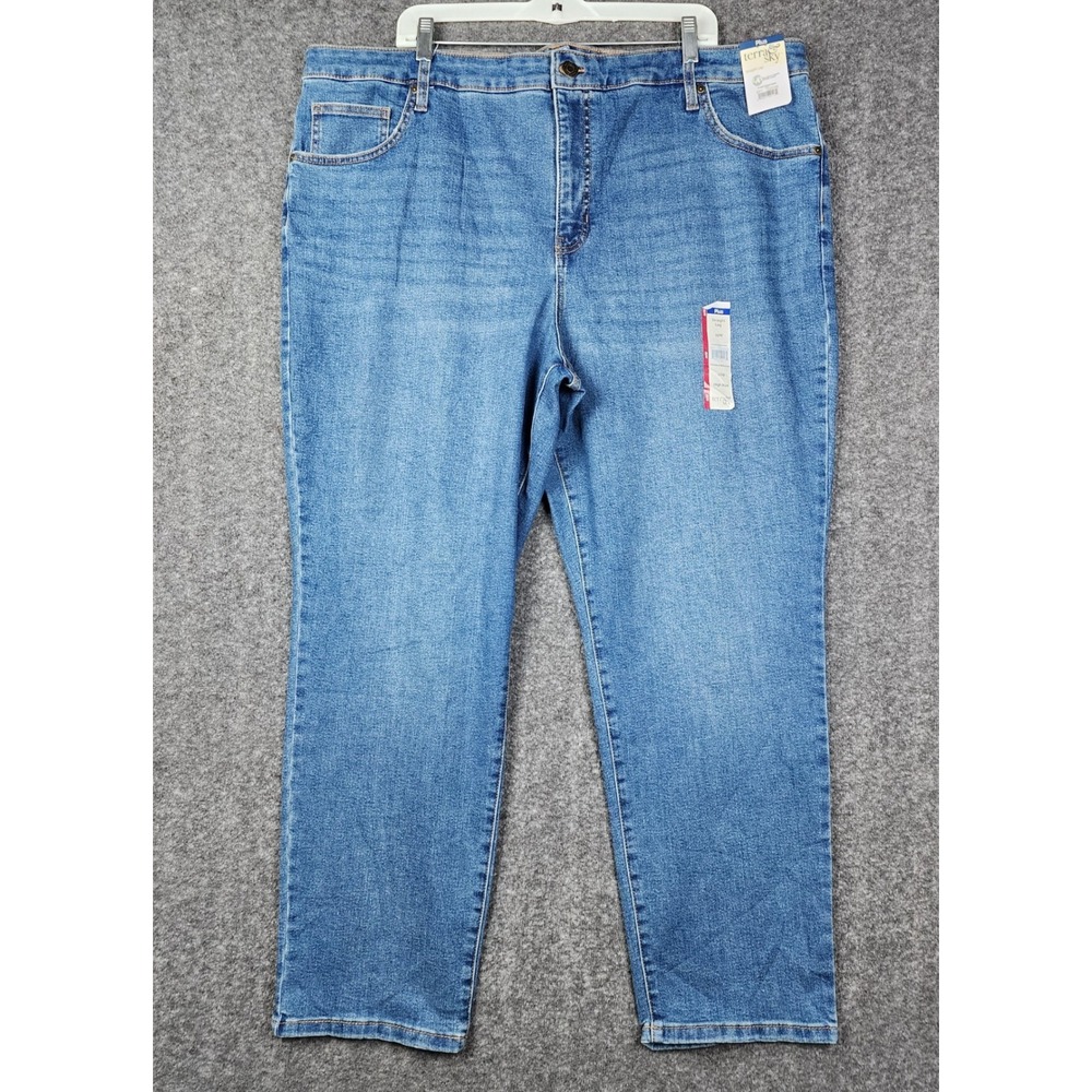 Terra & Sky Straight Leg Jeans Women 22W Blue High Rise TS Core Denim NEW